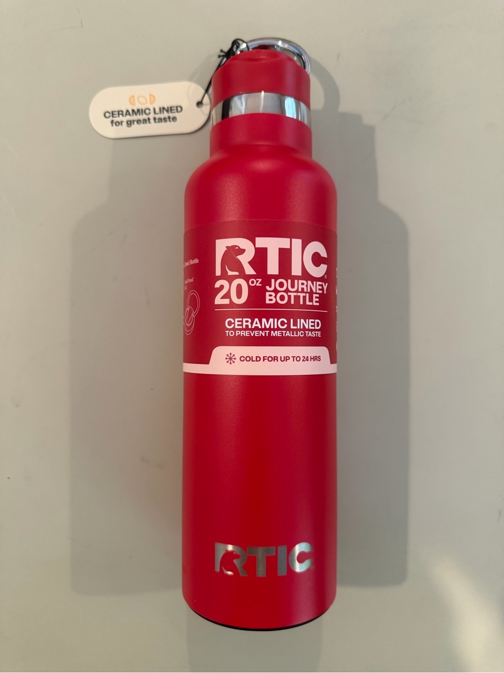 NWT RTIC 20oz Journey Bottle - Red Ceramic-Lined Stainless Steel